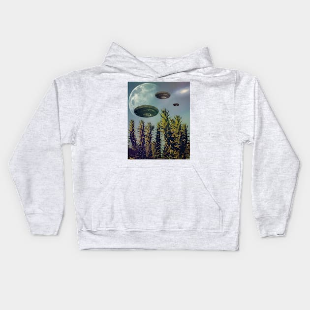 UFO Sighting Kids Hoodie by Yokipon Art